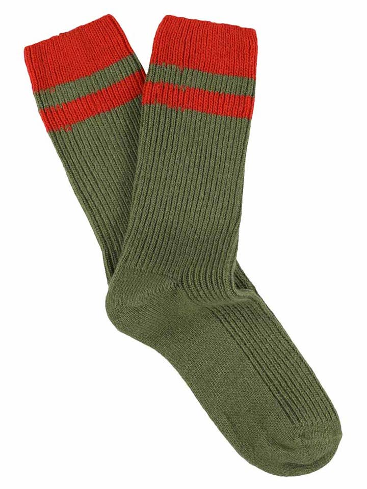 ESCUYER Socks Khaki / Strong Orange Men's Cashmere Socks, Various Colorways