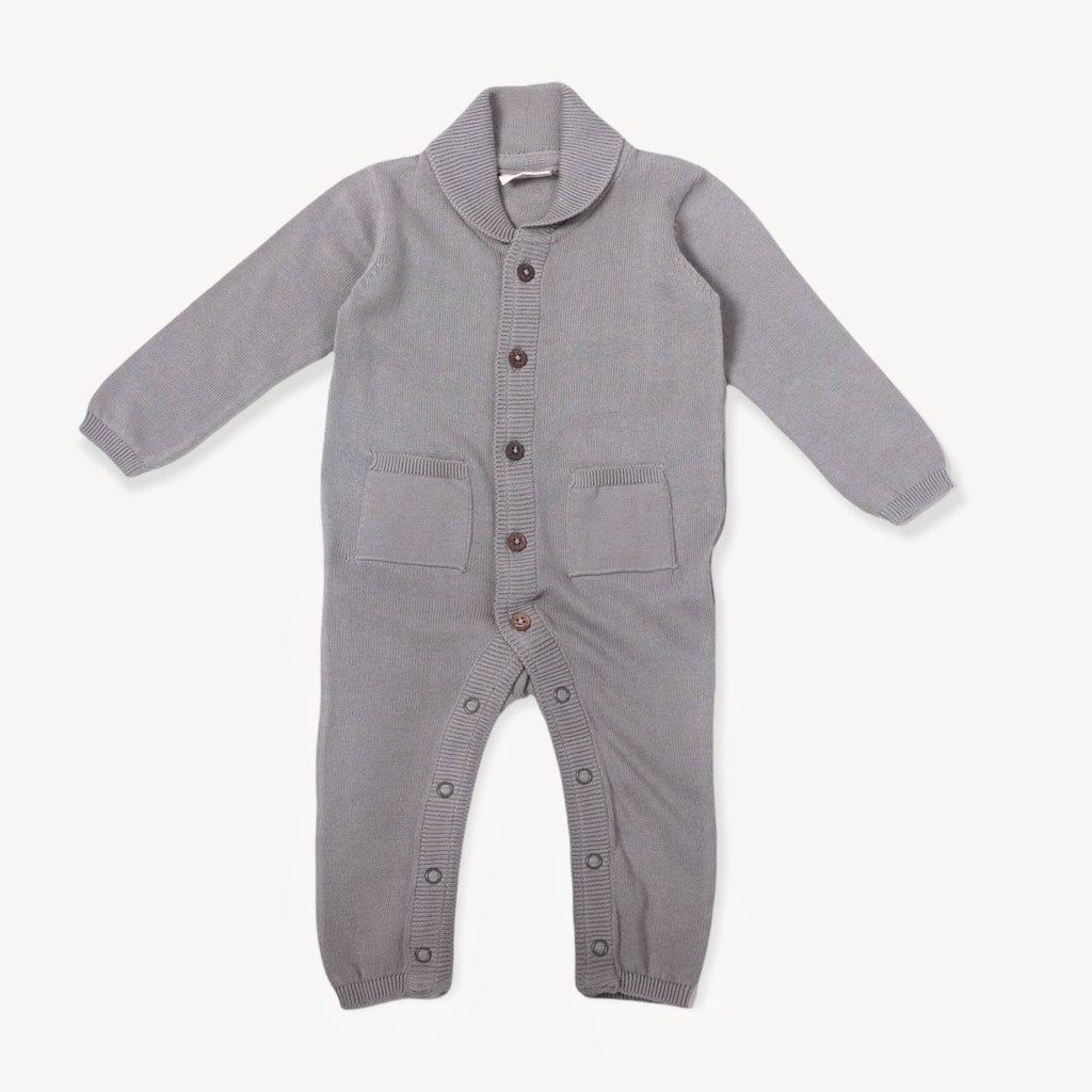 Viverano Child 0-3M / Grey Milan Earthy Shawl Sweater Knit Baby Jumpsuit
