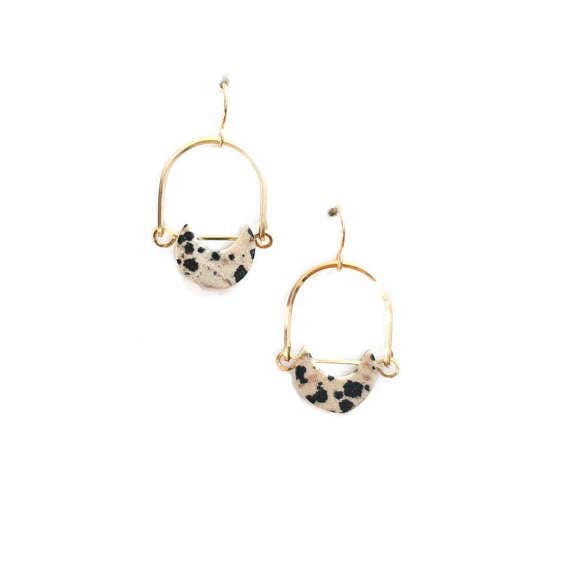 Michelle Starbuck Designs Jewelry Dalmatian Jasper Mini Eclipse Earrings
