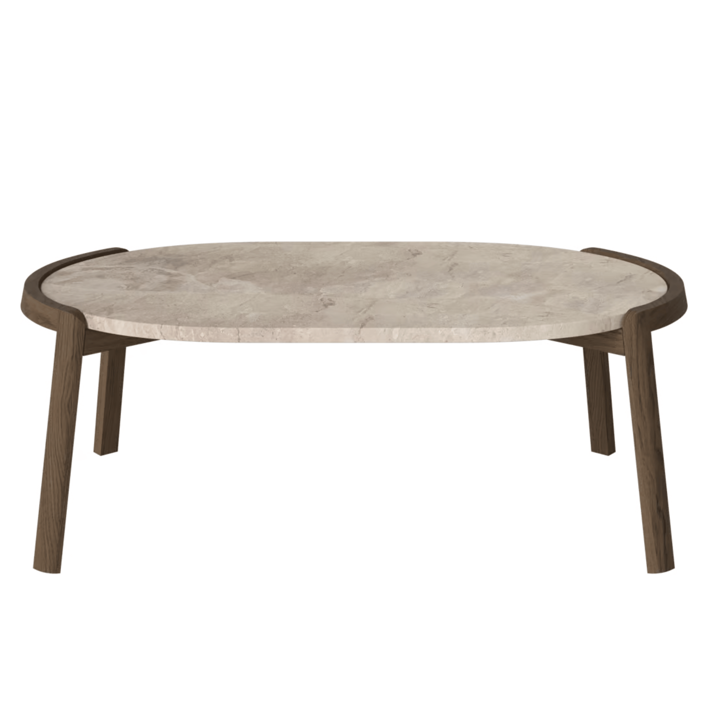 Bolia SHOP 35 cm / Beige Marble / Dark Oiled Oak Mix Coffee Table, 95 x 61 cm Oval