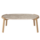 Bolia SHOP 35 cm / Beige Marble / Oiled Oak Mix Coffee Table, 95 x 61 cm Oval