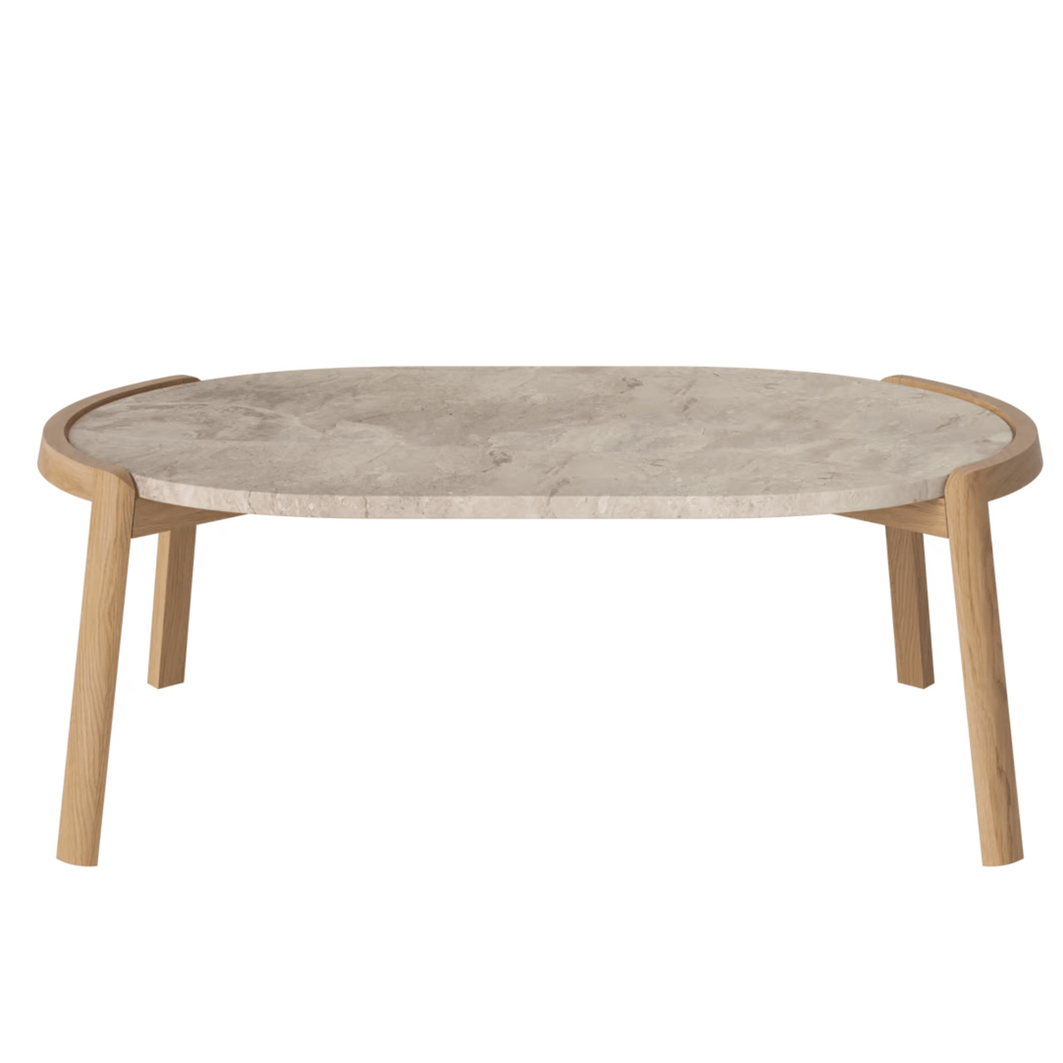 Bolia SHOP 35 cm / Beige Marble / Oiled Oak Mix Coffee Table, 95 x 61 cm Oval