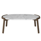 Bolia SHOP 35 cm / Grey/White Marble / Dark Oiled Oak Mix Coffee Table, 95 x 61 cm Oval