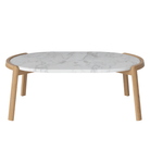 Bolia SHOP 35 cm / Grey/White Marble / Oiled Oak Mix Coffee Table, 95 x 61 cm Oval