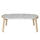 Bolia SHOP 35 cm / Grey/White Marble / White Pigmented Oiled Oak Mix Coffee Table, 95 x 61 cm Oval