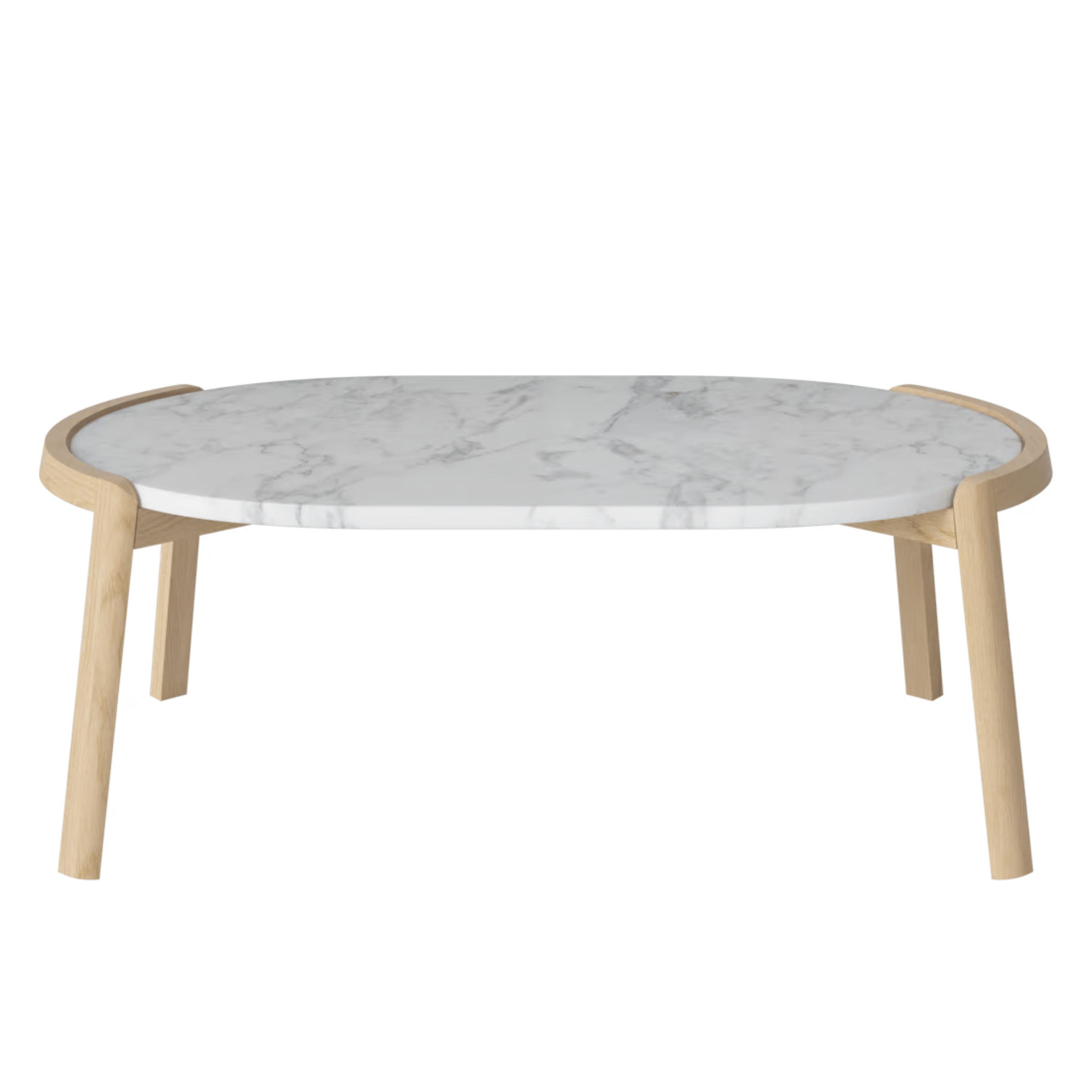 Bolia SHOP 35 cm / Grey/White Marble / White Pigmented Oiled Oak Mix Coffee Table, 95 x 61 cm Oval
