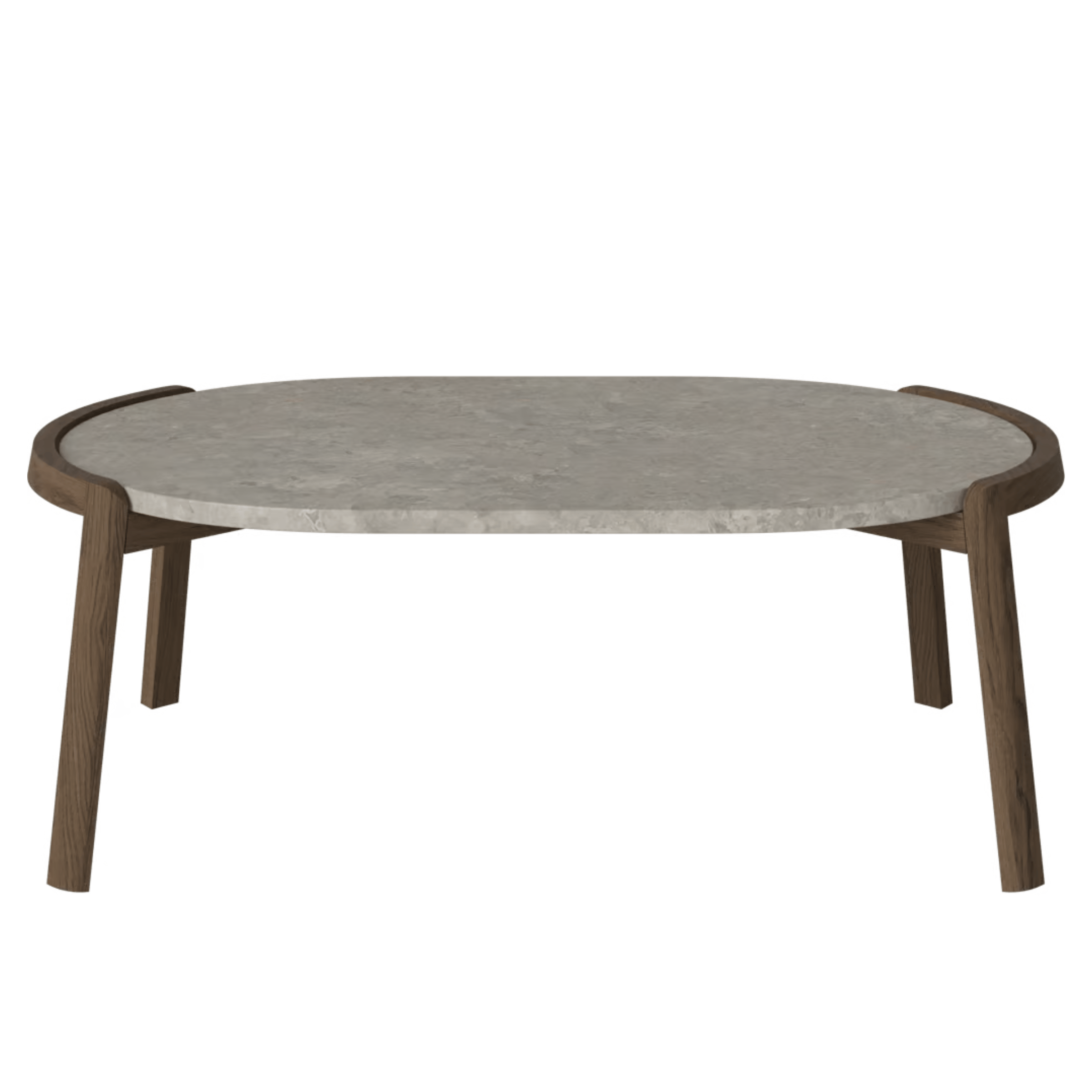 Bolia SHOP 35 cm / Grigio Bottarga Marble / Dark Oiled Oak Mix Coffee Table, 95 x 61 cm Oval