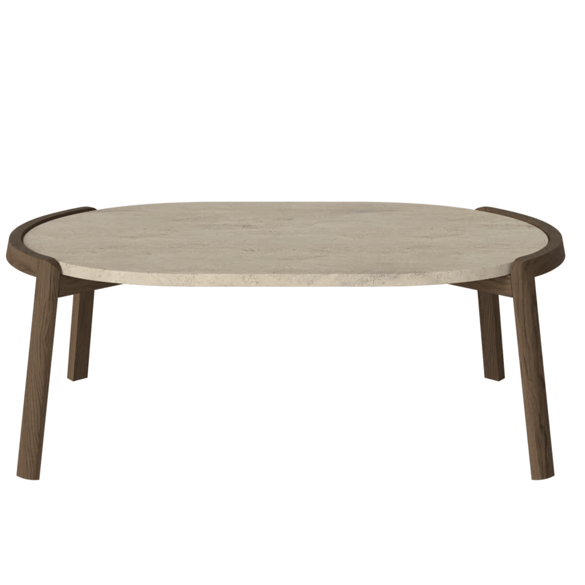 Bolia SHOP 35 cm / Sand Travertine / Dark Oiled Oak Mix Coffee Table, 95 x 61 cm Oval