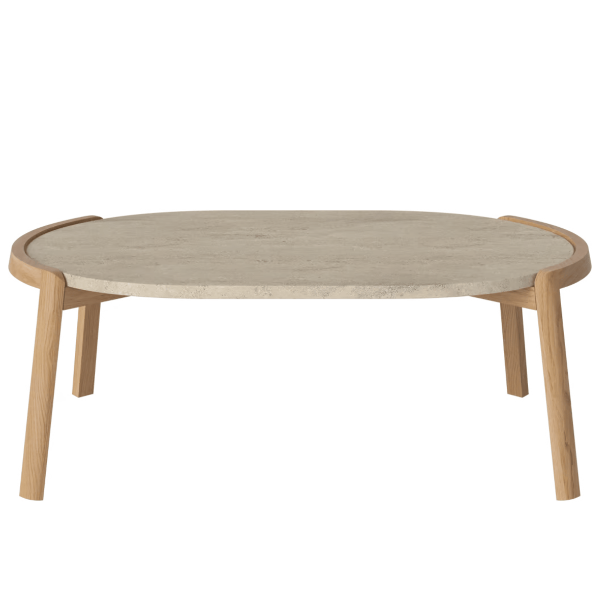 Bolia SHOP 35 cm / Sand Travertine / Oiled Oak Mix Coffee Table, 95 x 61 cm Oval