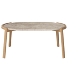 Bolia SHOP 42 cm / Beige Marble / Oiled Oak Mix Coffee Table, 95 x 61 cm Oval
