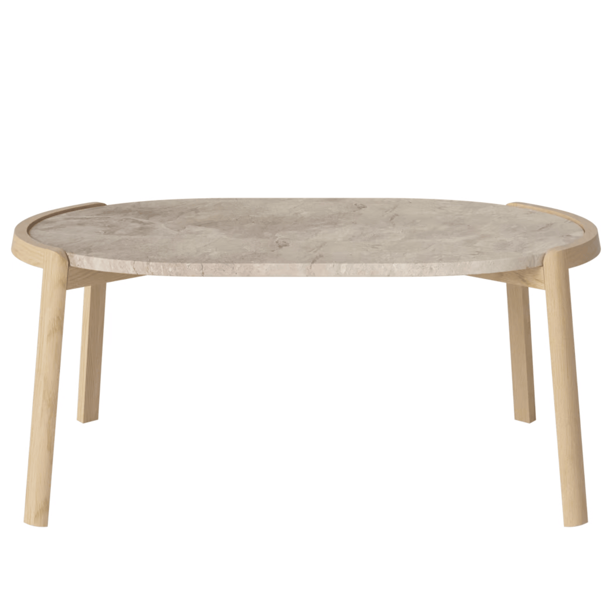 Bolia SHOP 42 cm / Beige Marble / White Pigmented Oiled Oak Mix Coffee Table, 95 x 61 cm Oval