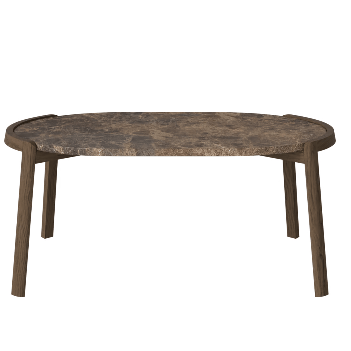 Bolia SHOP 42 cm / Brown Marble / Dark Oiled Oak Mix Coffee Table, 95 x 61 cm Oval