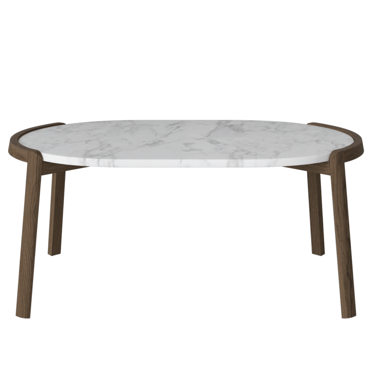 Bolia SHOP 42 cm / Grey/White Marble / Dark Oiled Oak Mix Coffee Table, 95 x 61 cm Oval