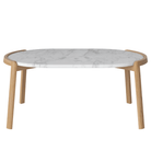 Bolia SHOP 42 cm / Grey/White Marble / Oiled Oak Mix Coffee Table, 95 x 61 cm Oval