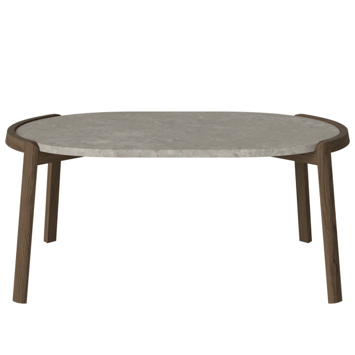 Bolia SHOP 42 cm / Grigio Bottarga Marble / Dark Oiled Oak Mix Coffee Table, 95 x 61 cm Oval