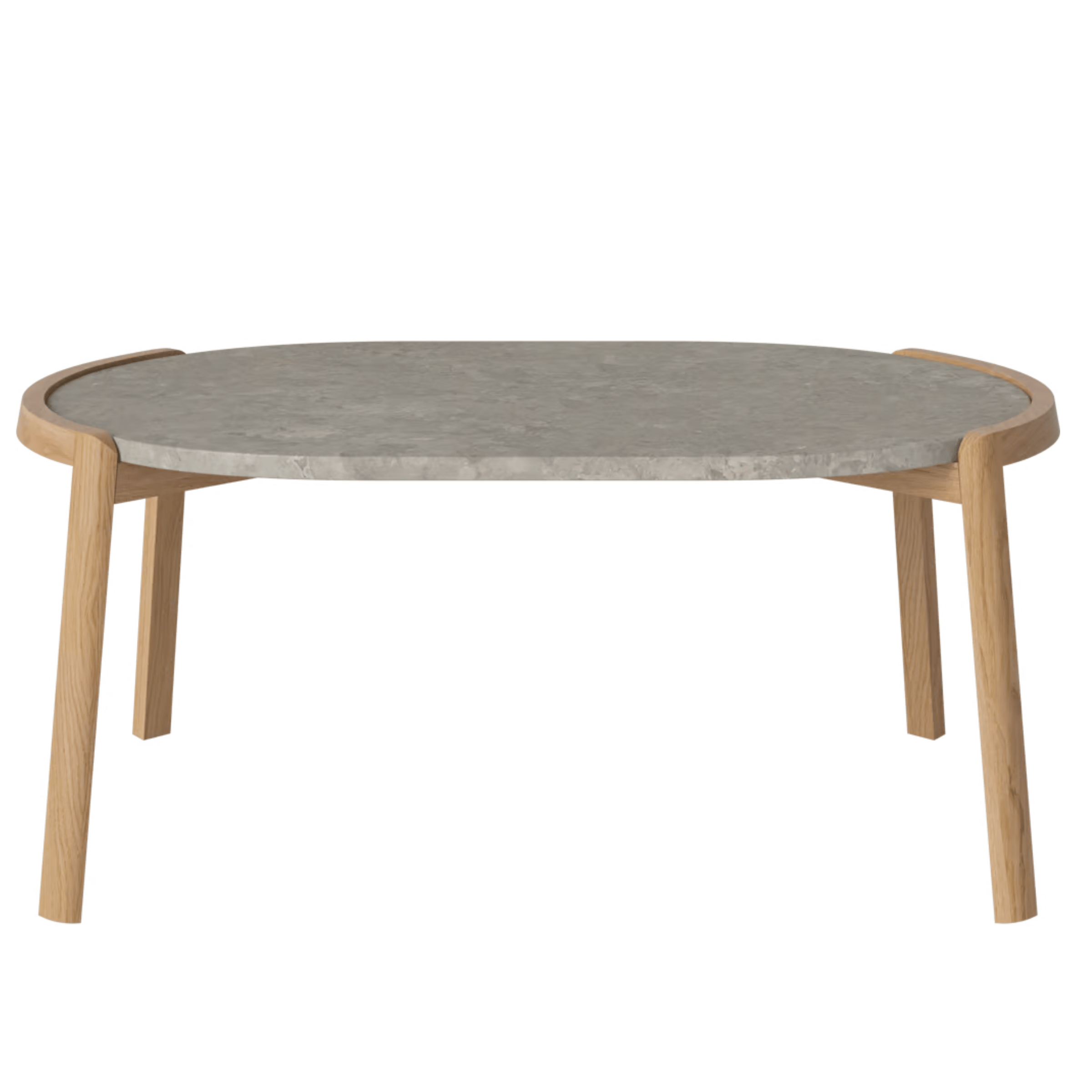 Bolia SHOP 42 cm / Grigio Bottarga Marble / Oiled Oak Mix Coffee Table, 95 x 61 cm Oval