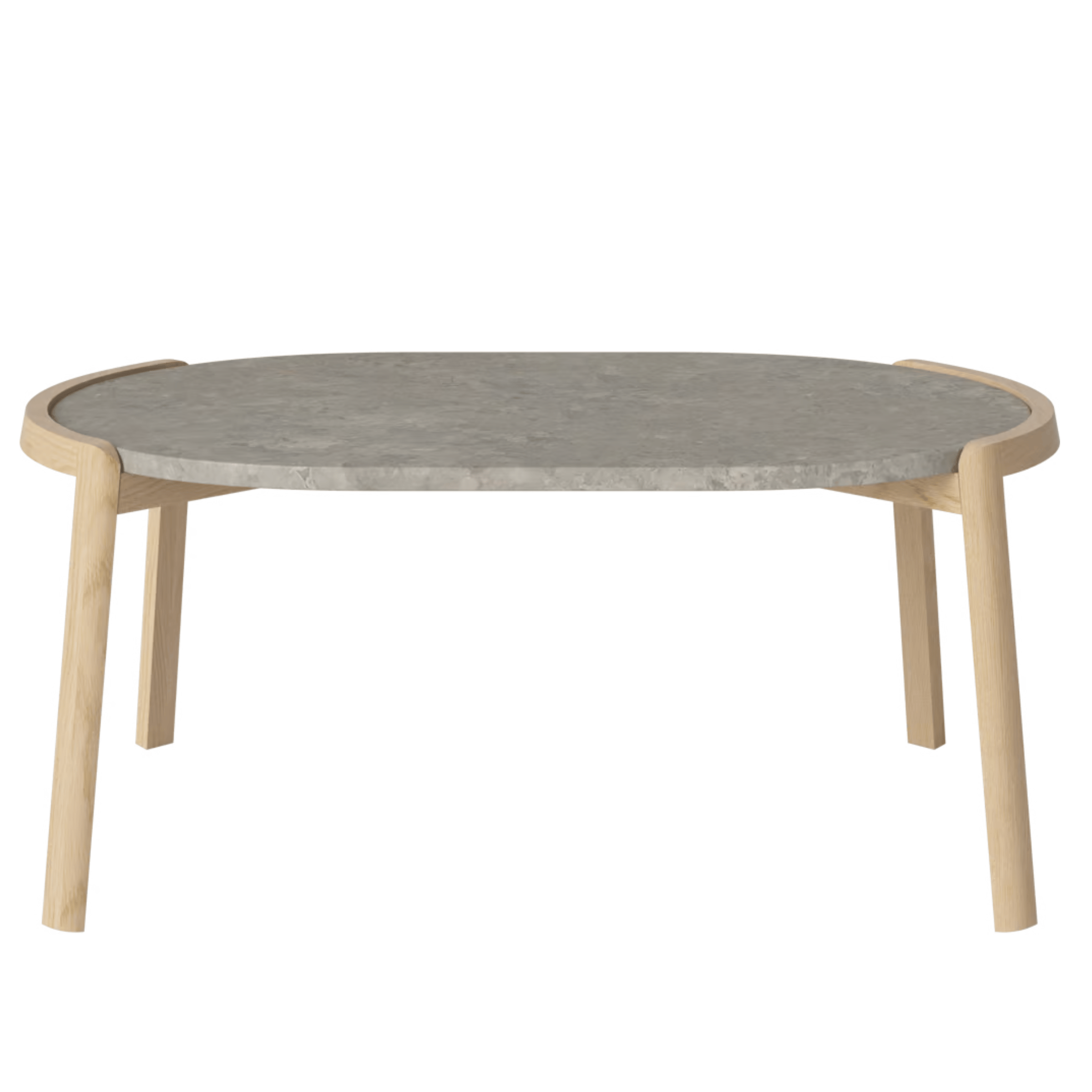 Bolia SHOP 42 cm / Grigio Bottarga Marble / White Pigmented Oiled Oak Mix Coffee Table, 95 x 61 cm Oval