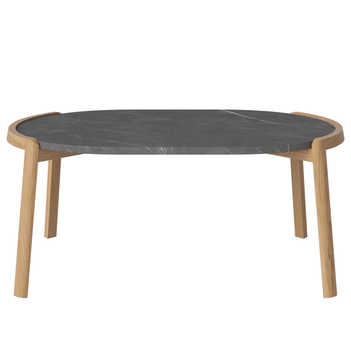 Bolia SHOP 42 cm / Pietra Grey Marble / Oiled Oak Mix Coffee Table, 95 x 61 cm Oval