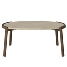 Bolia SHOP 42 cm / Sand Travertine / Dark Oiled Oak Mix Coffee Table, 95 x 61 cm Oval