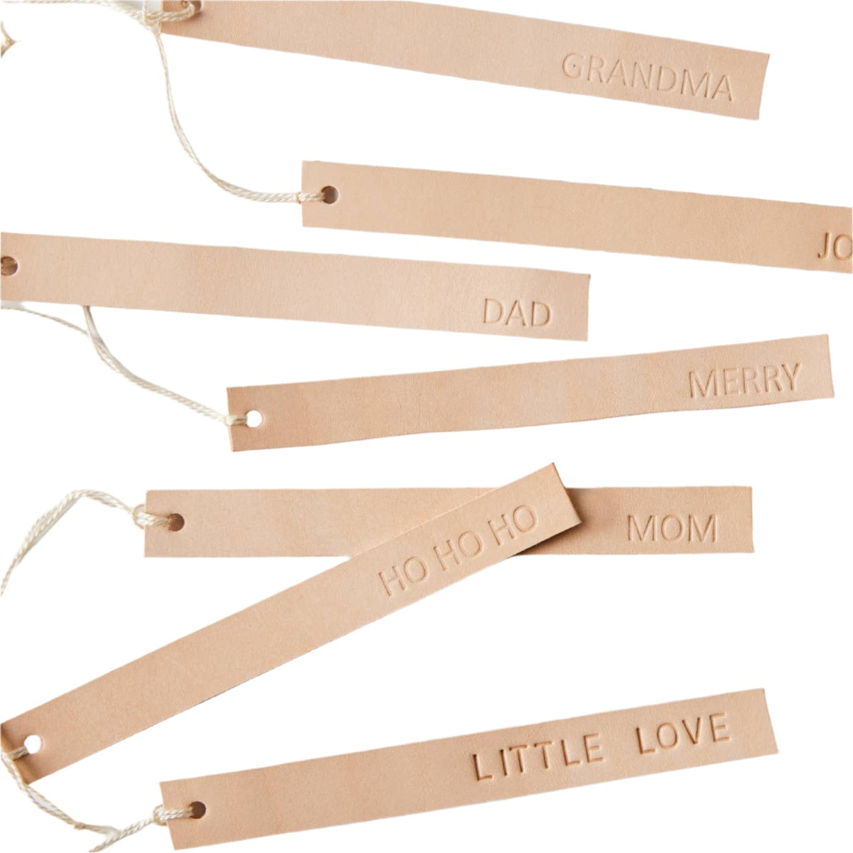 Celina Mancurti, LLC Holiday FA LA LA Monogrammed Leather Stocking Tags