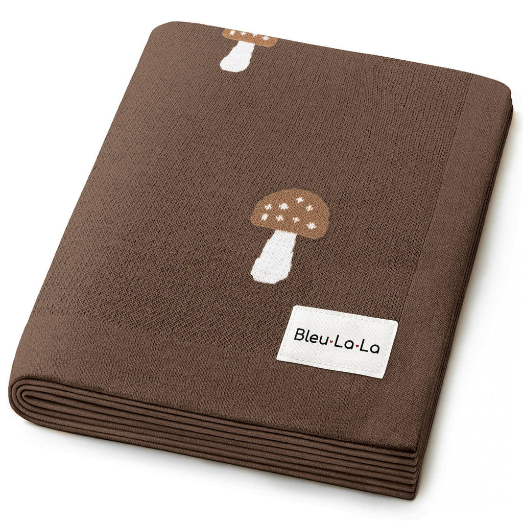 Bleu La La Baby Blanket Mocha Mushroom Swaddling Blanket