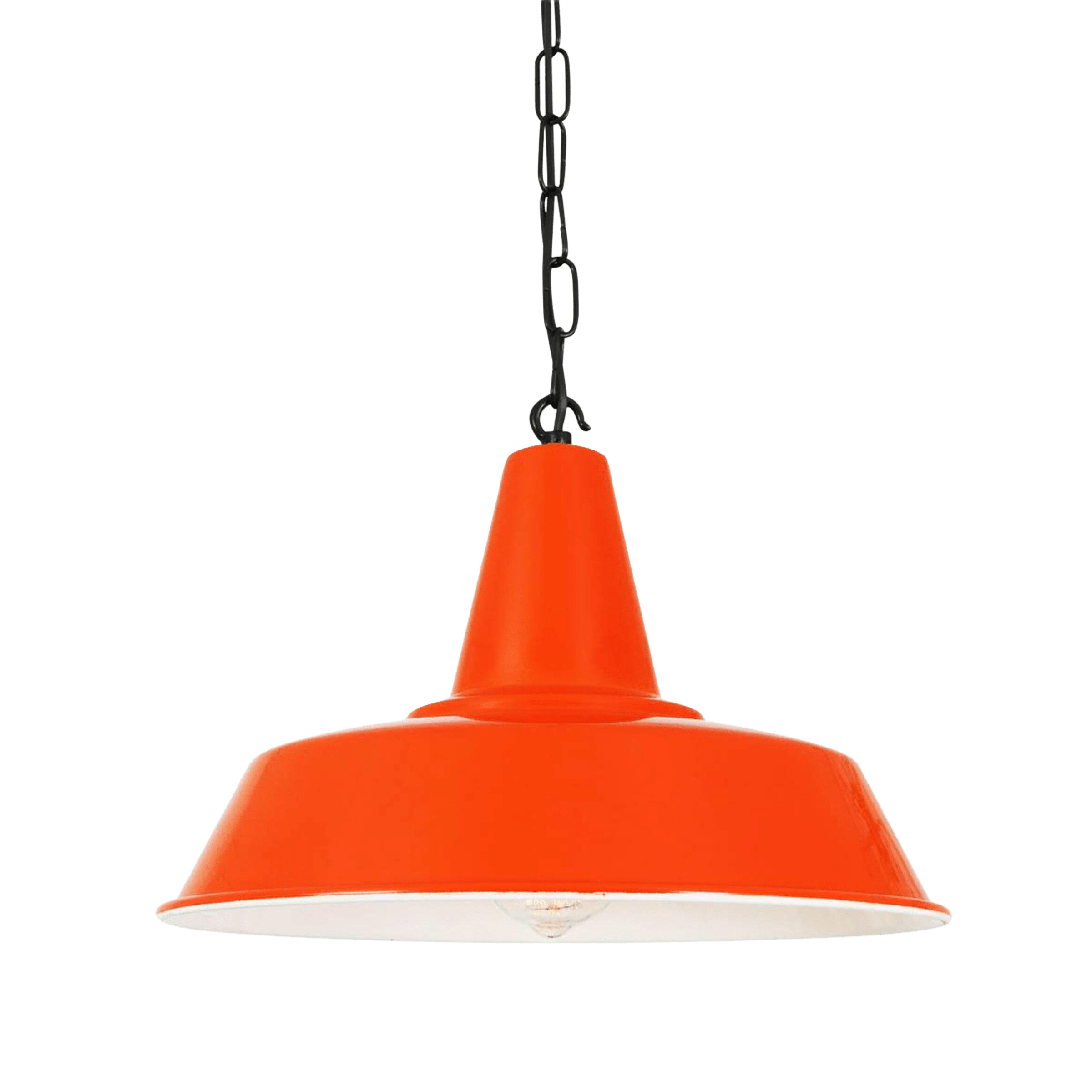 Mullan Lighting Lighting Powder-Coated Orange Nassau Industrial Factory Pendant Light