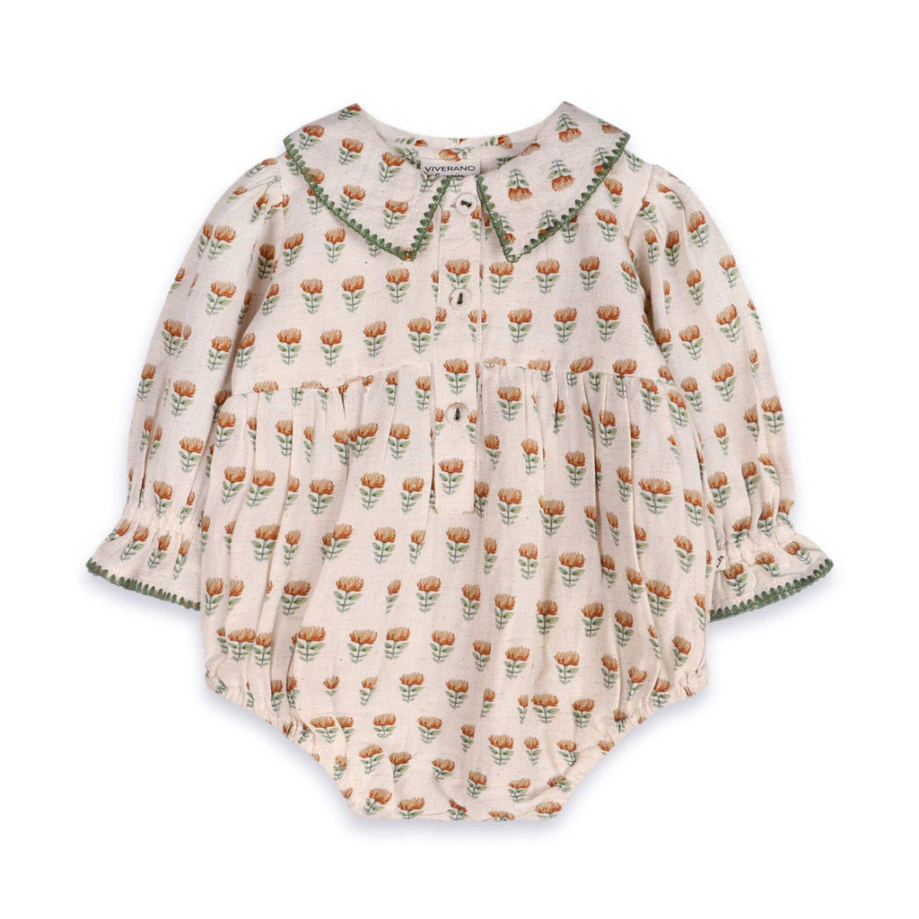Viverano Organics Baby Clothing 3-6 Mo. Nira Floral Baby Romper & Headband