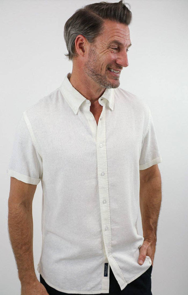 JACHS Clothing Small / White Noho Linen Short Sleeve Shirt