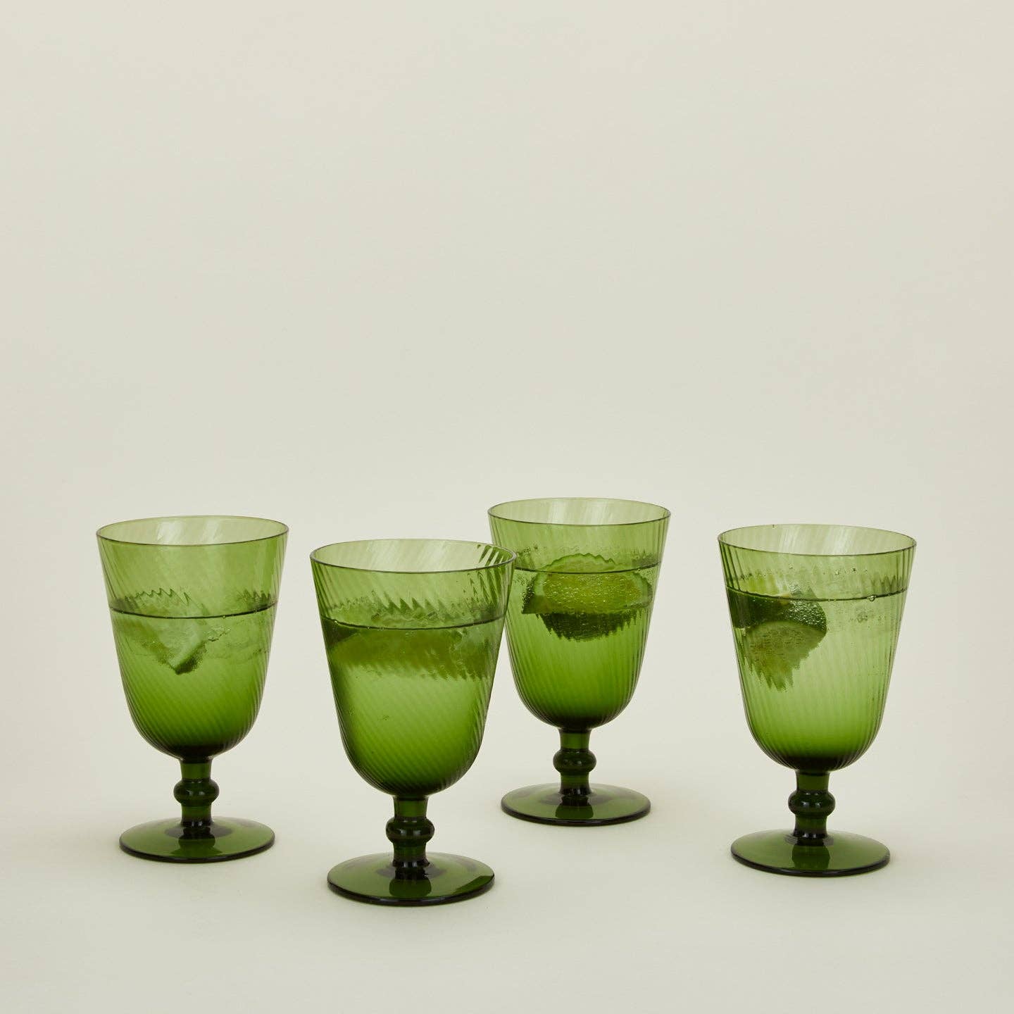 Hawkins New York SHOP Olive Optic Glass Goblets, Set of 4