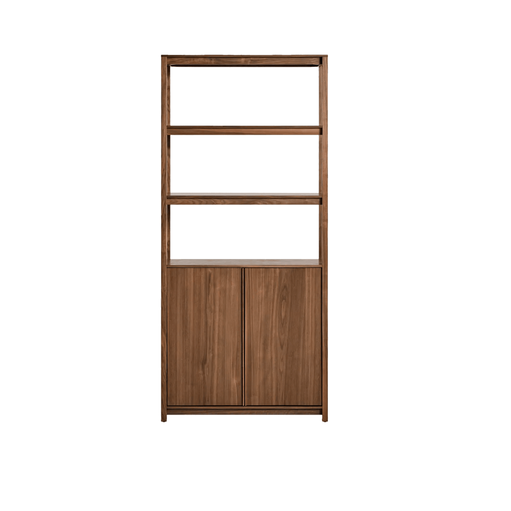 Blu Dot Furniture Walnut Open Plan Tall Bookcase with Storage