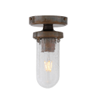 Mullan Lighting Lighting B / Antique Brass / Cracked Oregon Well Glass Flush Ceiling Light