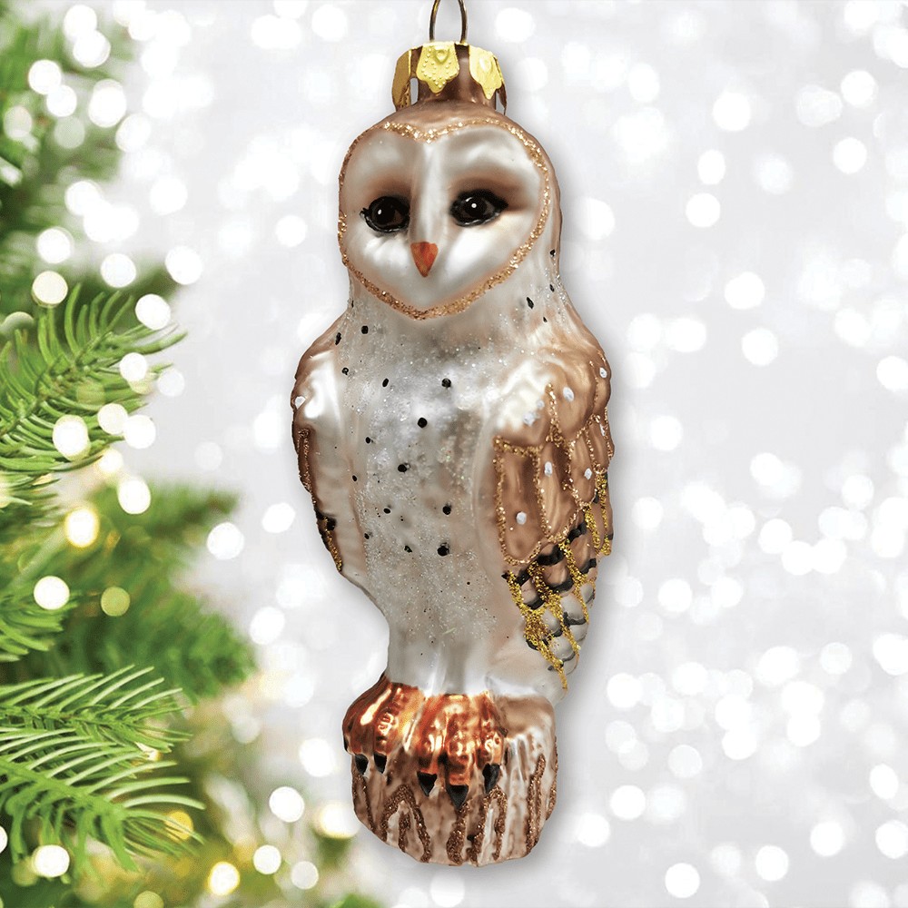 OrnamentallyYou OrnamentallyYou - Classic Barn Owl Glass Christmas Ornament