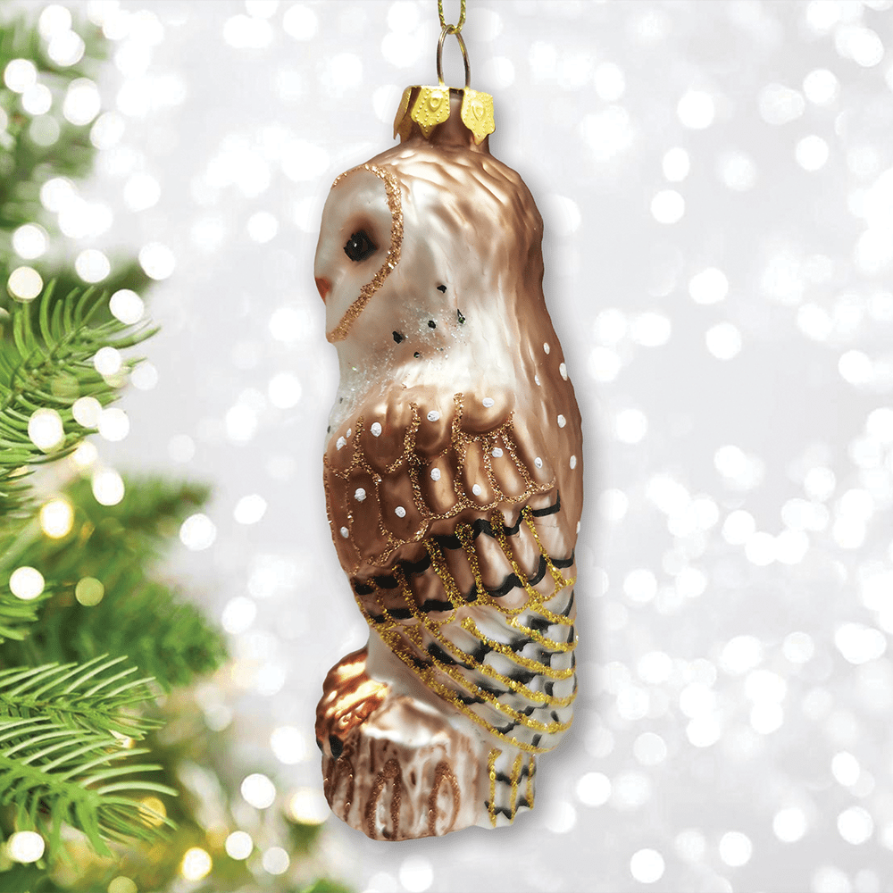 OrnamentallyYou OrnamentallyYou - Classic Barn Owl Glass Christmas Ornament