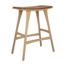 Ethnicraft Furniture Oiled Oak / Cognac Leather Osso Counter Stool