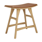 Ethnicraft Furniture Oiled Oak / Cognac Leather Osso Dining Stool