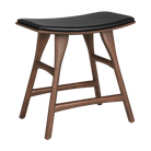 Ethnicraft Furniture Teak / Black Leather Osso Dining Stool