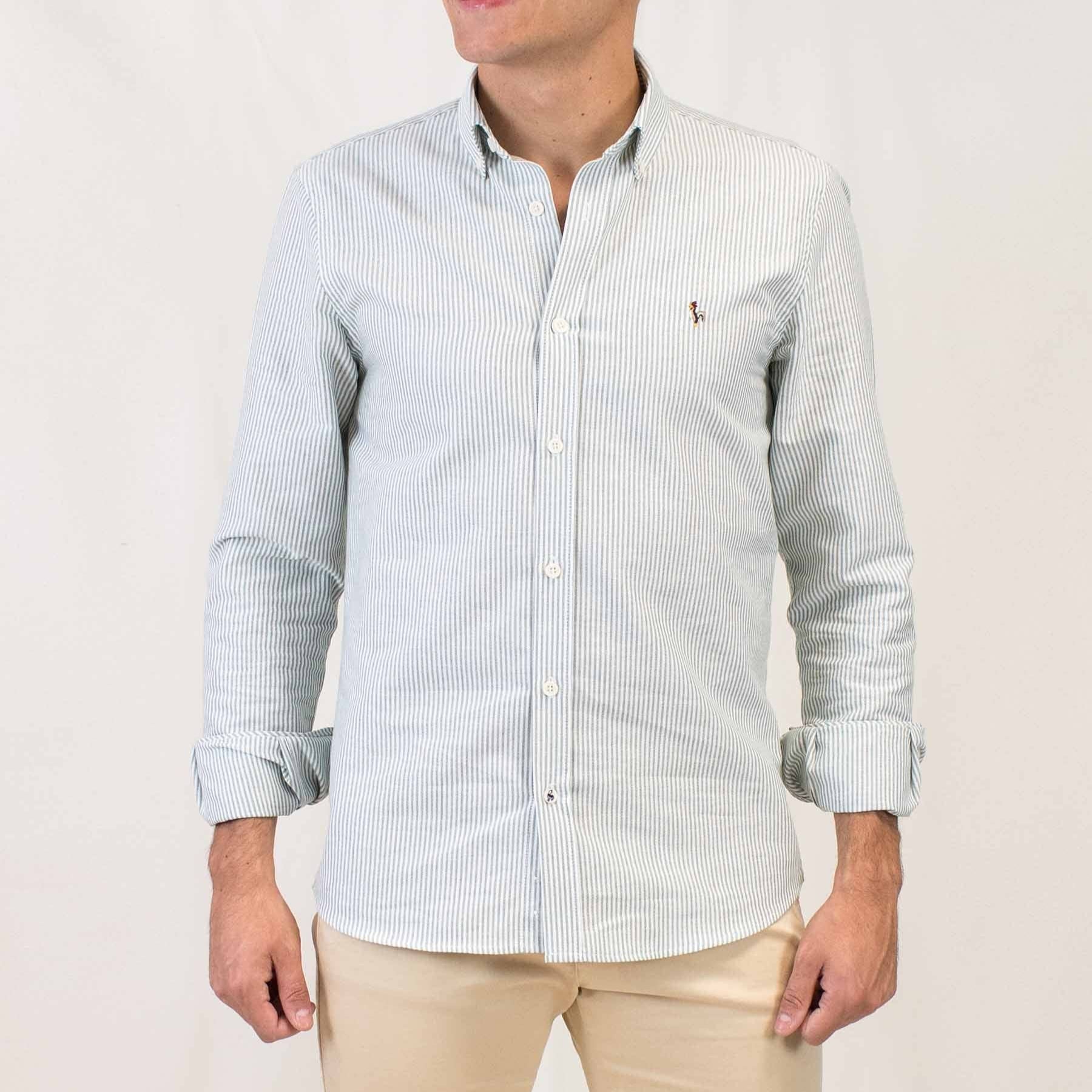 Patadegayo Patadegayo - Dark green striped oxford shirt