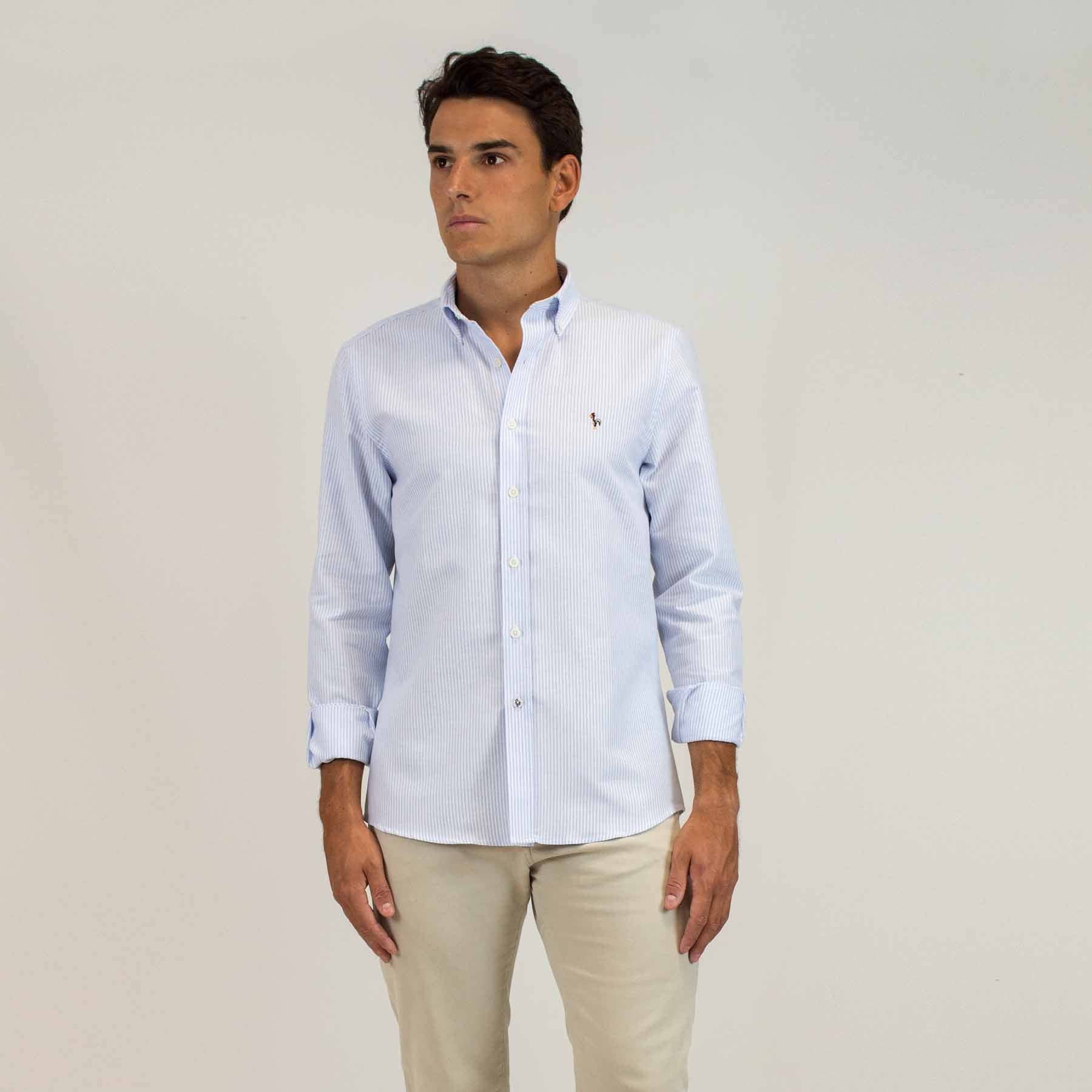 Patadegayo Patadegayo - Light blue striped oxford shirt