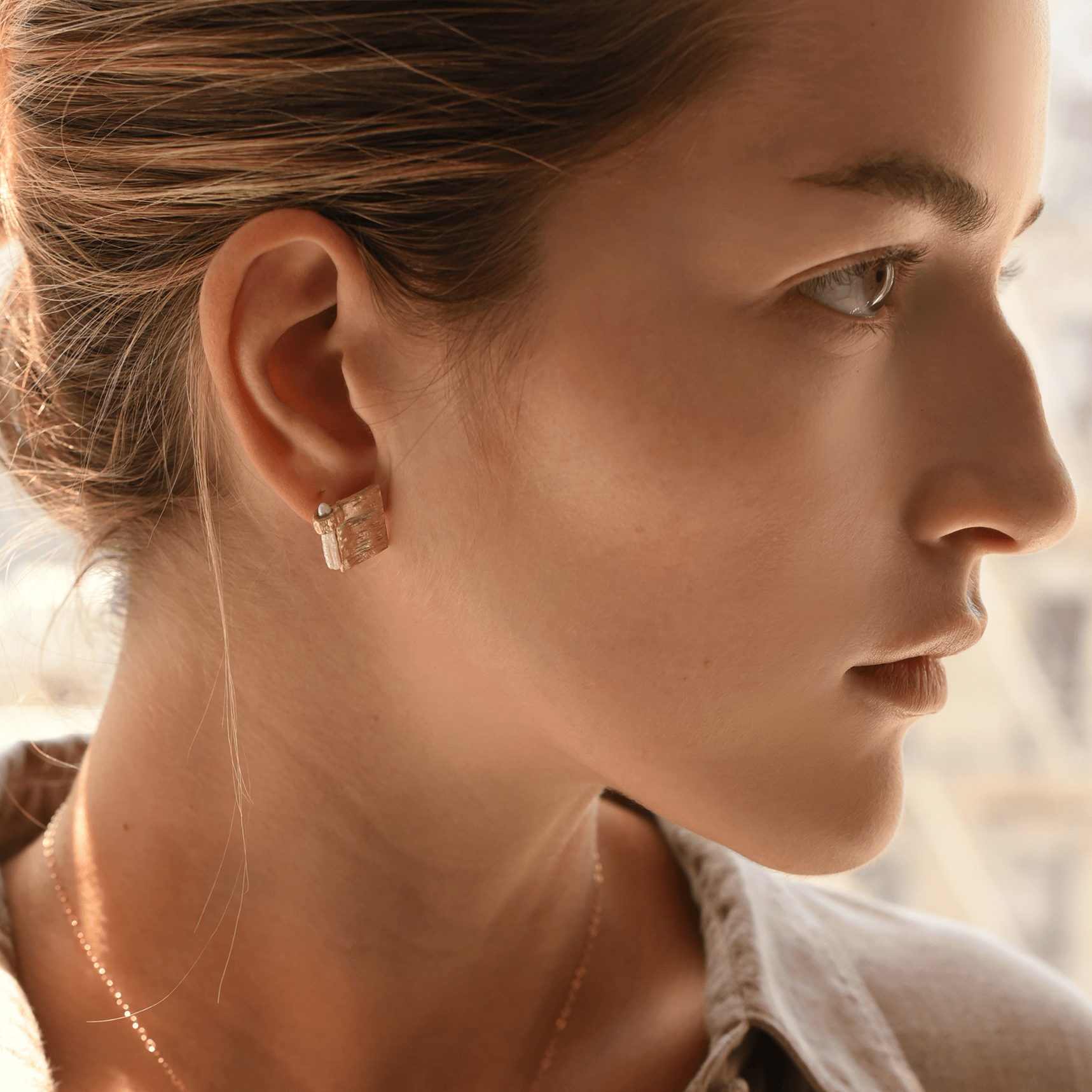 8.6.4 SHOP Pearl & Brass Stud Earrings
