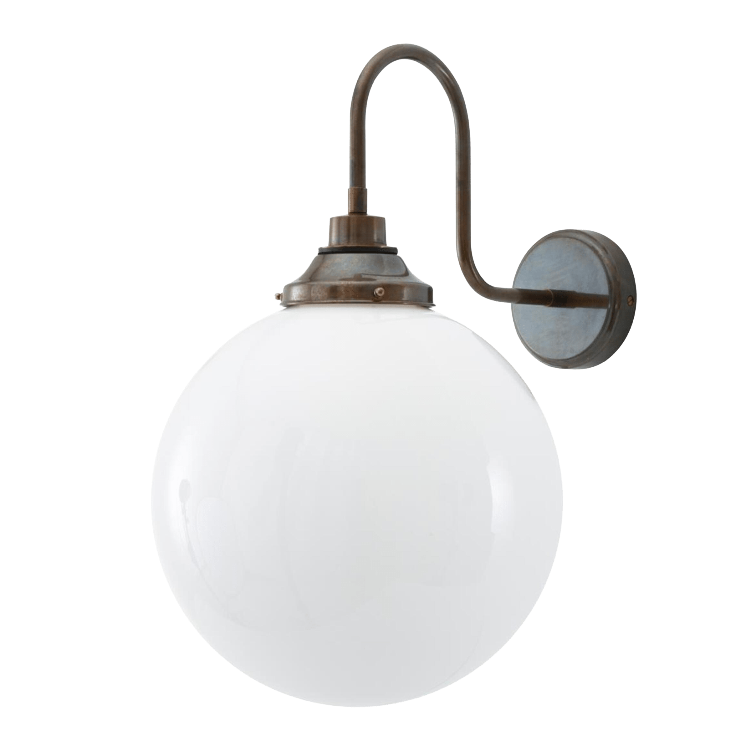 Mullan Lighting Lighting 11.75" / Antique Brass Pelagia Opal Globe Swan Neck Wall Light
