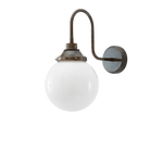 Mullan Lighting Lighting 7.75" / Antique Brass Pelagia Opal Globe Swan Neck Wall Light