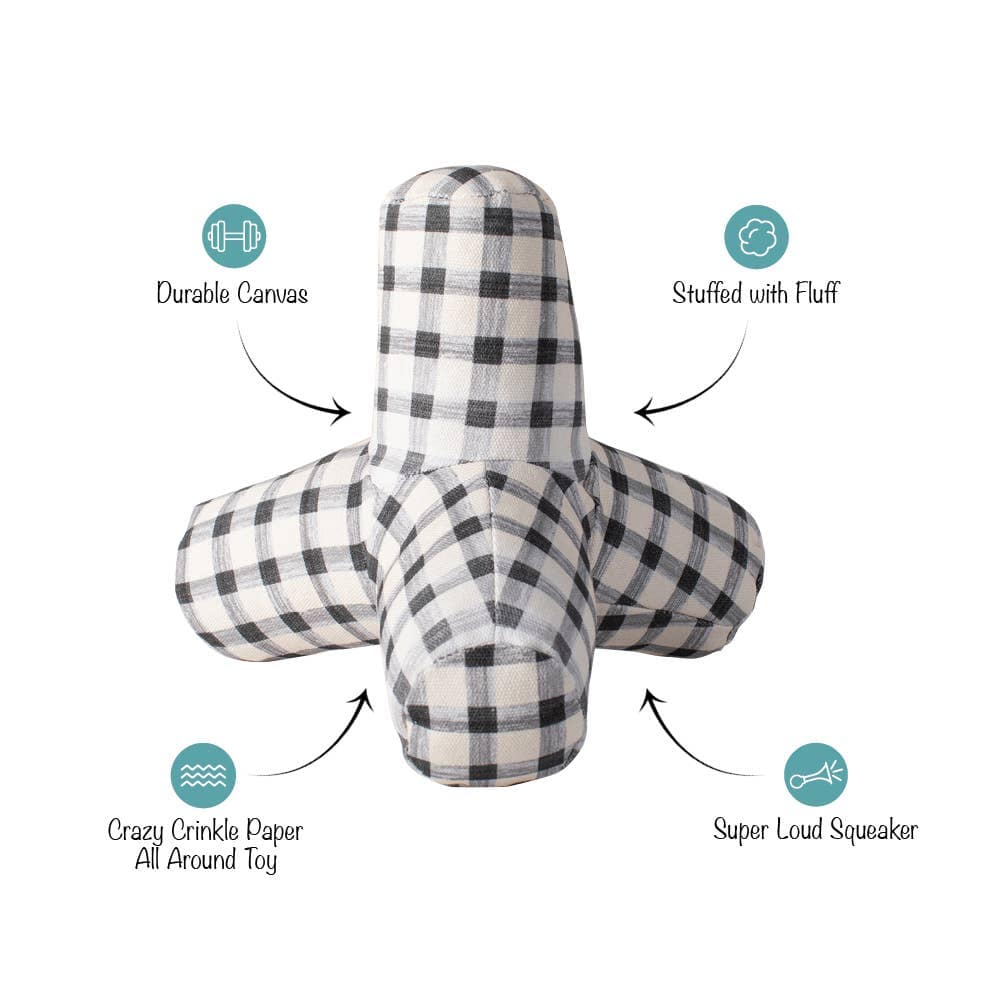 Petshop by Fringe Studio Petshop by Fringe Studio - CANVAS SQUEAKER DOG TOY PAINTED GINGHAM