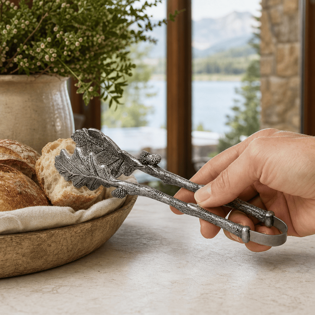 Vagabond House SHOP Pewter Oak Leaf Tongs