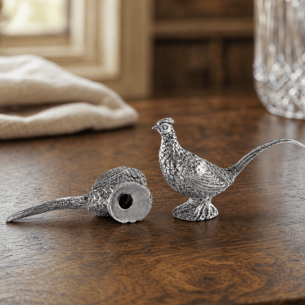 Vagabond House SHOP Pewter Pheasants Salt & Pepper Set