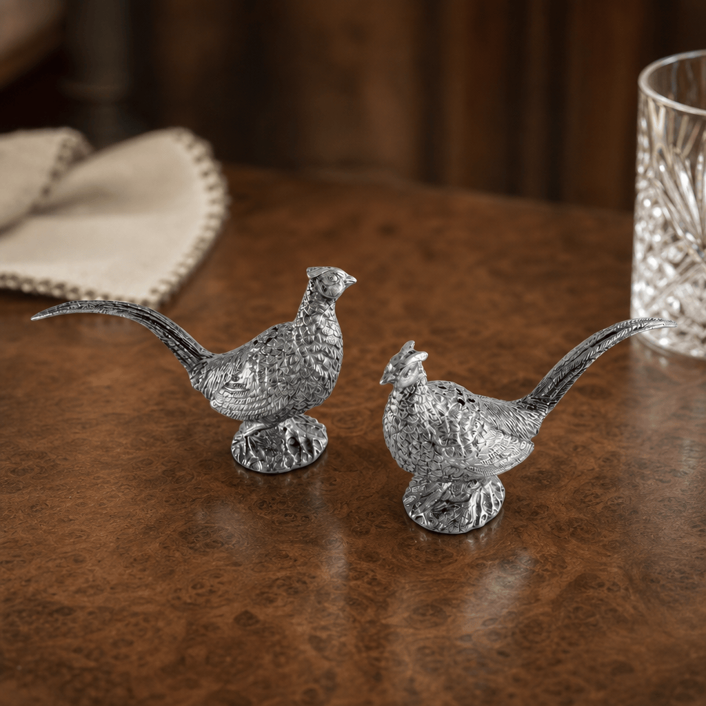 Vagabond House SHOP Pewter Pheasants Salt & Pepper Set