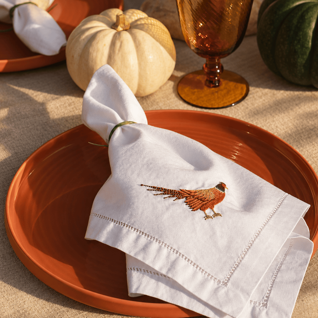 Saro Lifestyle SHOP Pheasant Hemstitch Napkin
