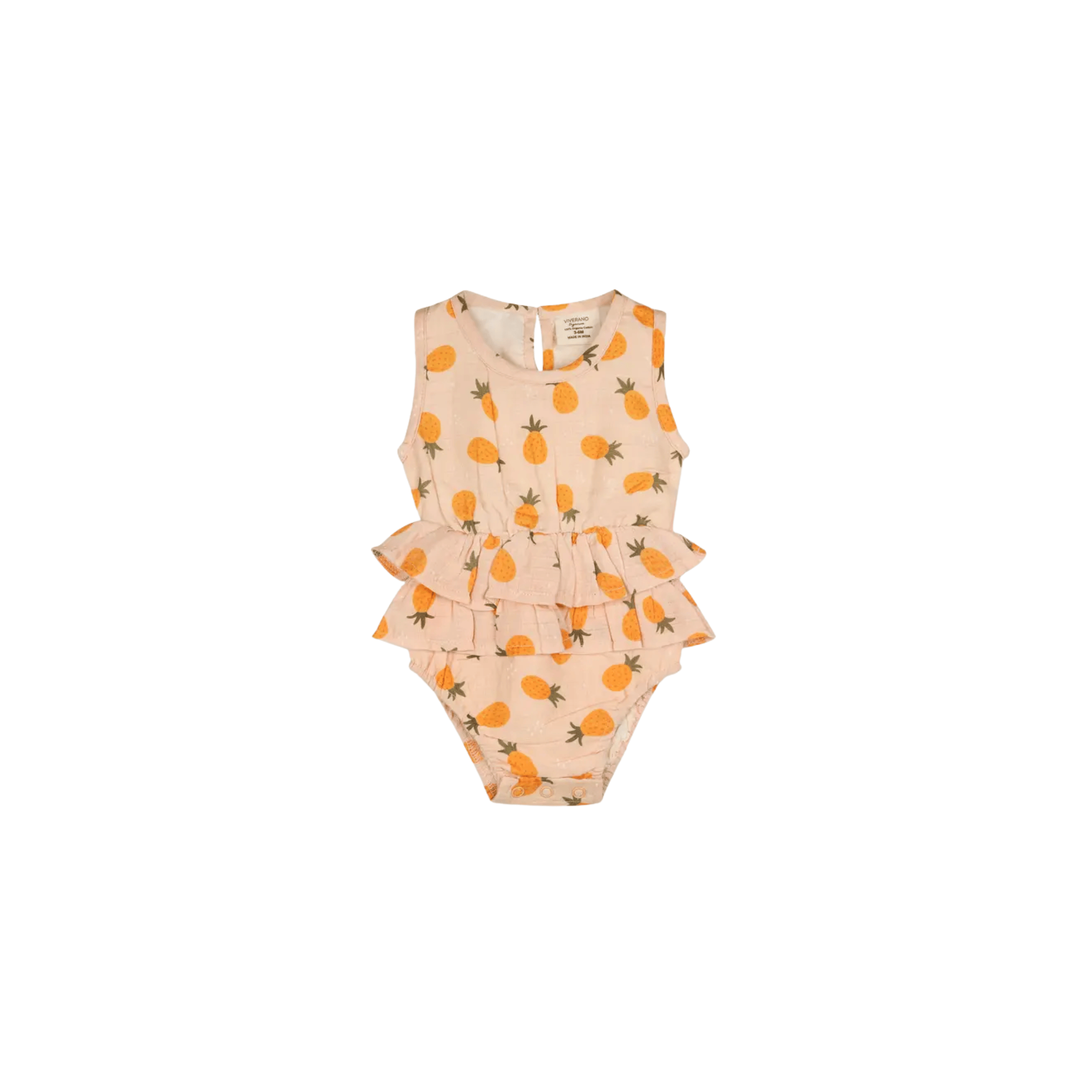 Viverano Organics SHOP Pineapple Ruffle Short Baby Romper