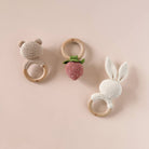 The Blueberry Hill SHOP Pink Strawberry Crocheted Teether Rattle