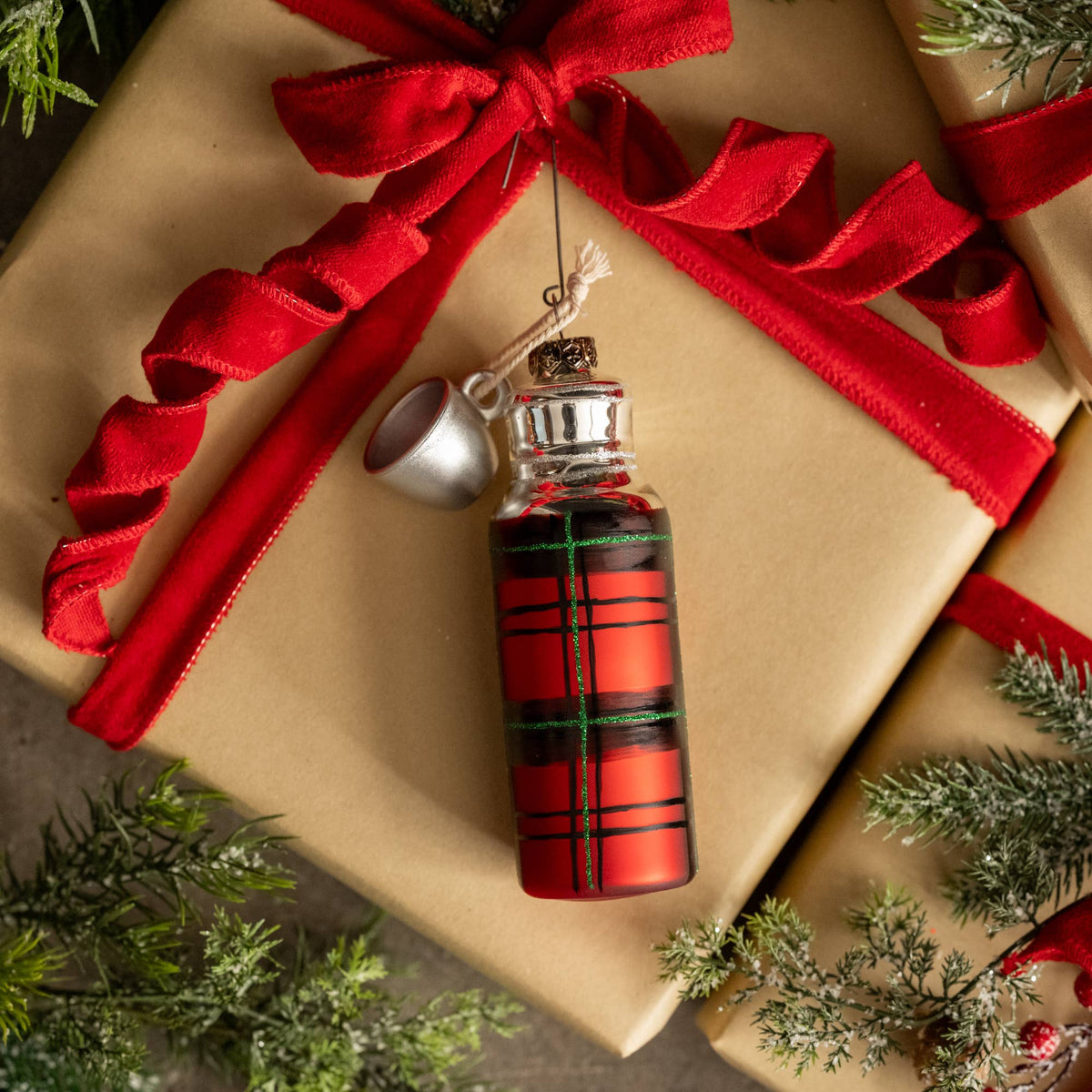 Ragon House Plaid Thermos Ornament