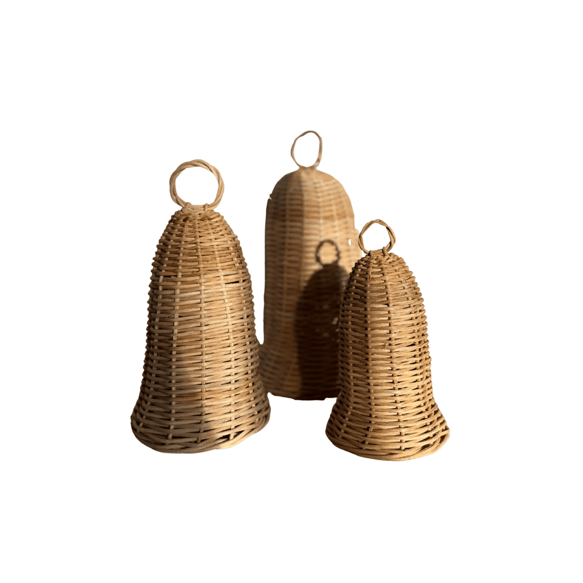 Luxe B Co SHOP Rattan Christmas Bells, Set of 3
